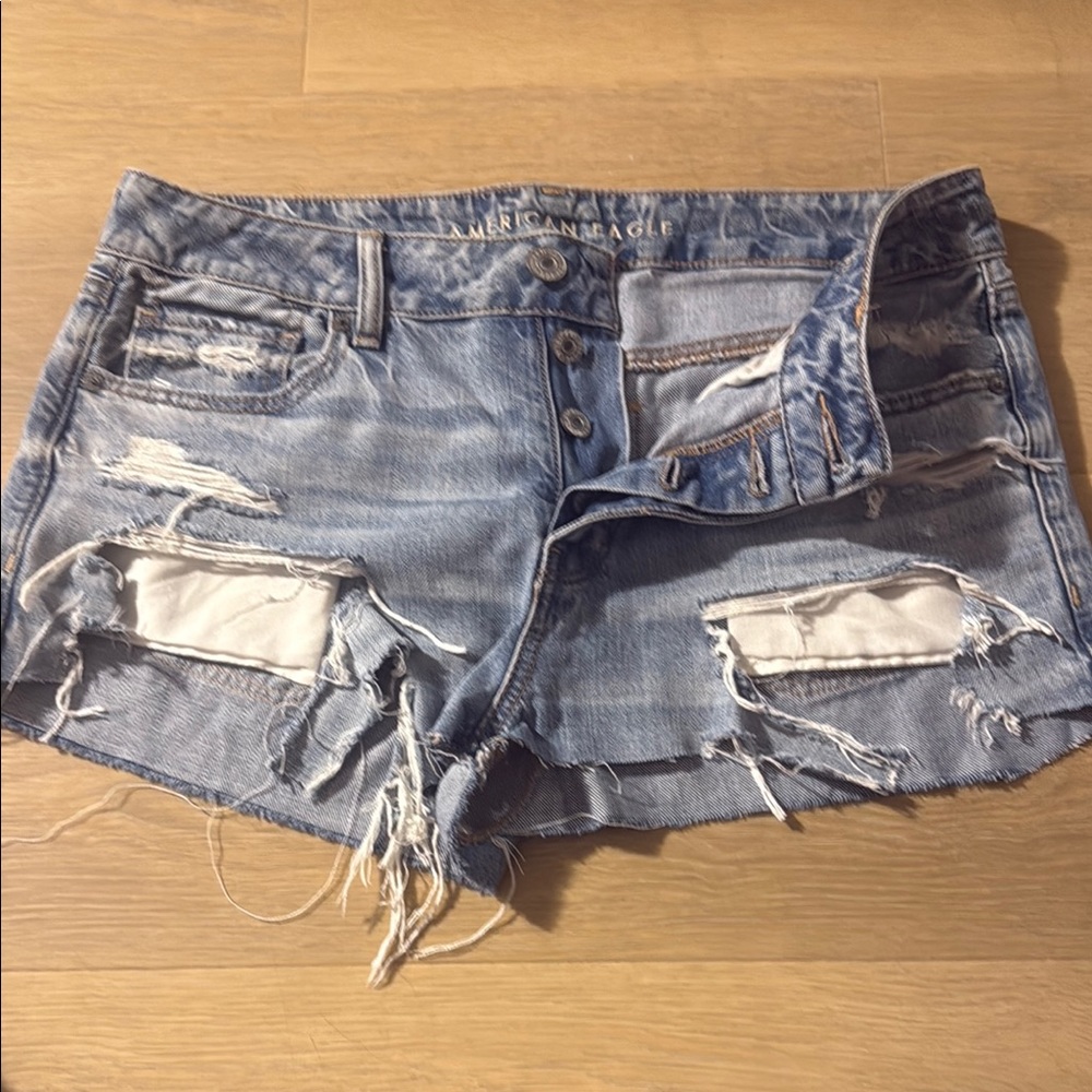 American Eagle Outfitters Distressed Blue Denim Shorts